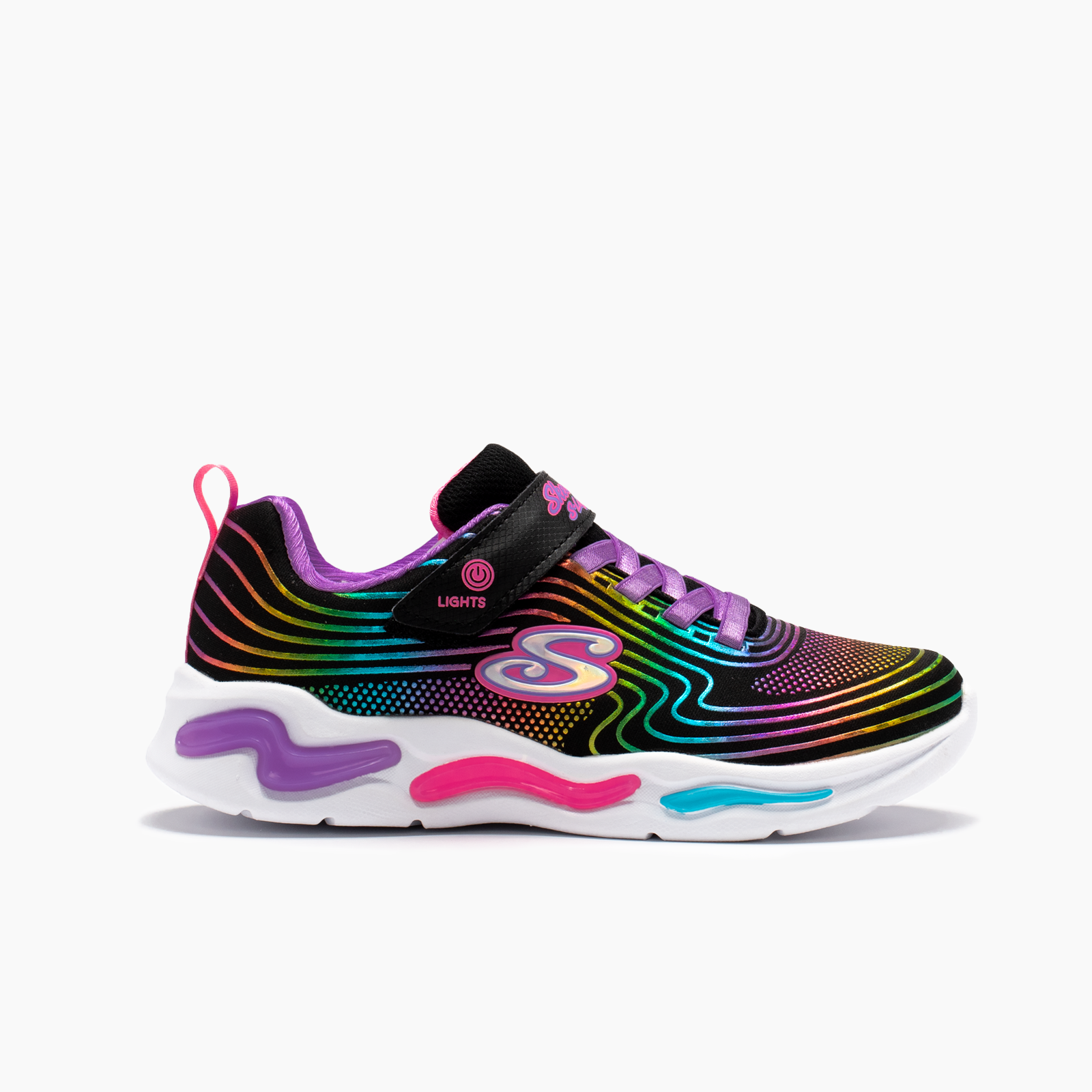 SKECHERS LIGHTS WAVY BEAMS 302338LBKMT - NIÑA