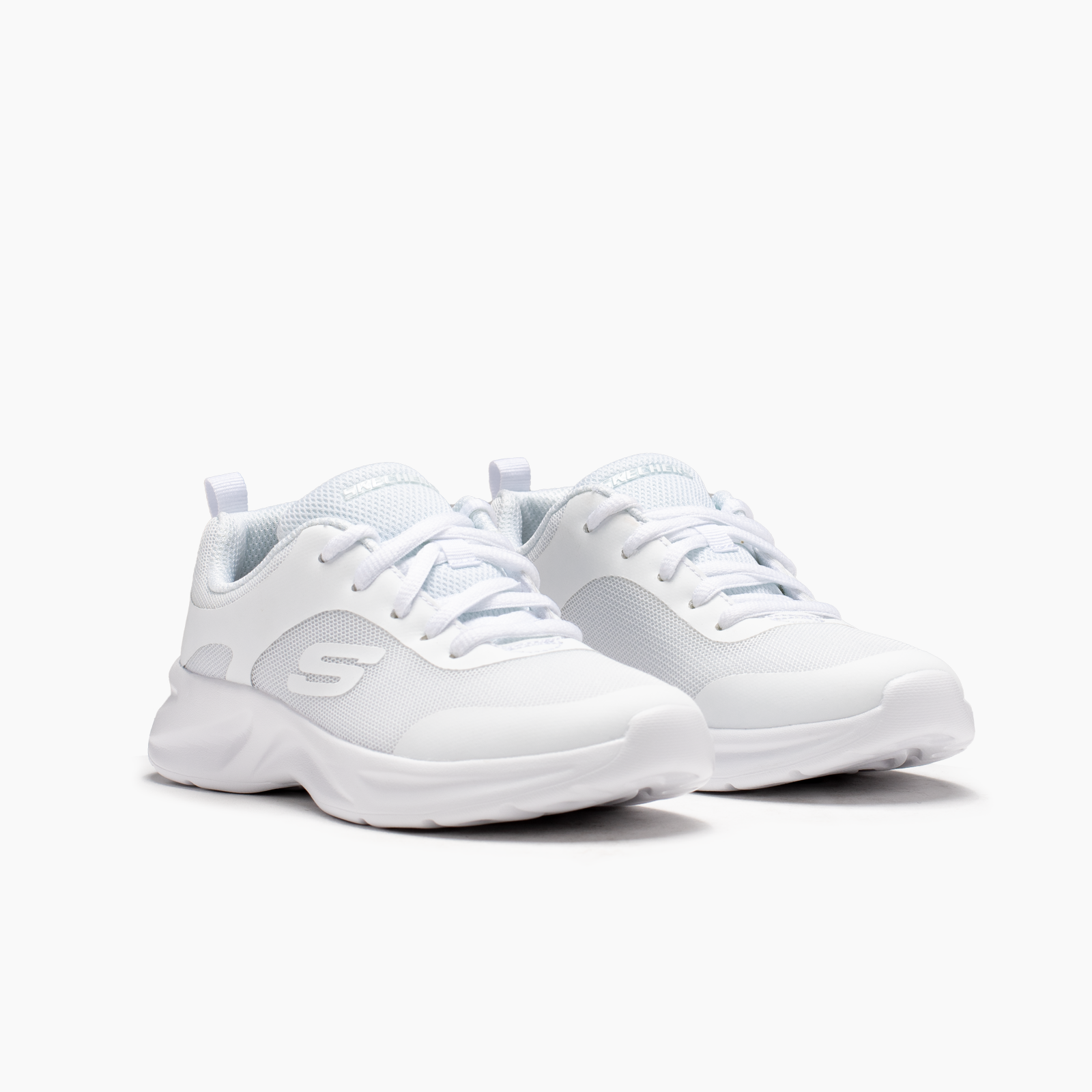 SKECHERS DYNAMATIC LACE UP 303553LWHT - NIÑO